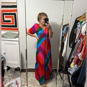 Colorful Maxi dress with princess style sleeves